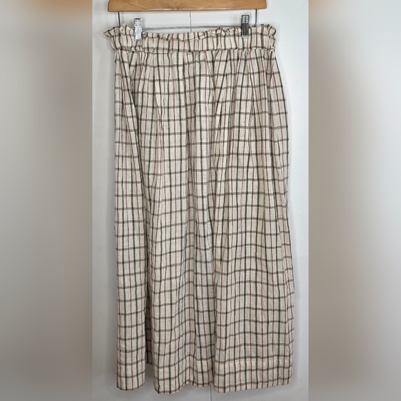 Maiwa Woven Cotton Long Skirt. White, Grey And Red. Paper Bag Waist Lg - Picture 2 of 12